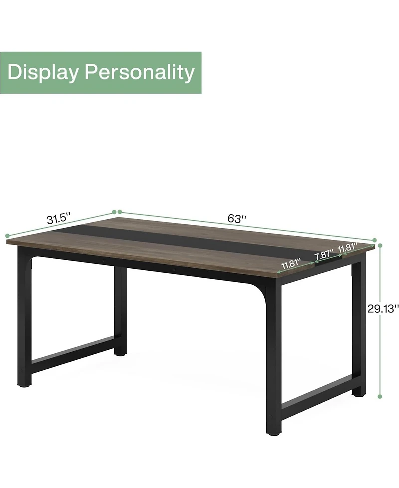 Tribesigns 63" Executive Desk, Large Office Computer Desk with Thicken Frame, Modern Simple Workstation Business Furniture