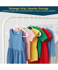 Lifemaster Kids Plastic Hangers, White, 11.6", with shoulder notches, space-saving, hold 5 lbs, ideal for baby, toddler & kids clothes, 100-pack.