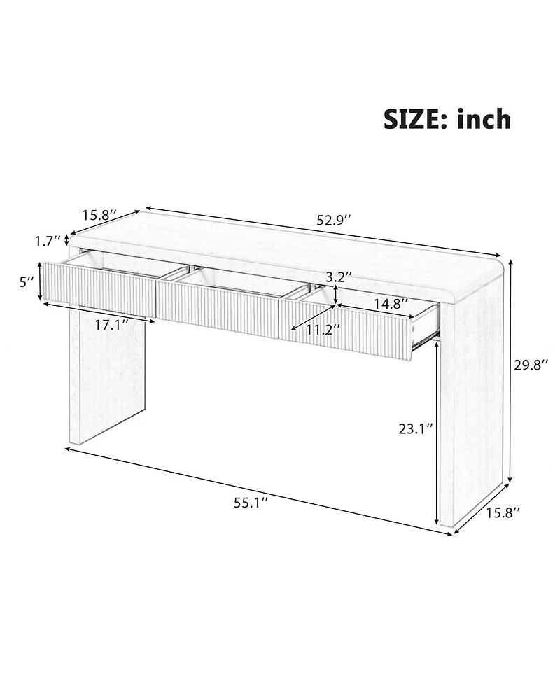 Streamdale Furniture Rustic Console Table - Fluted Drawers