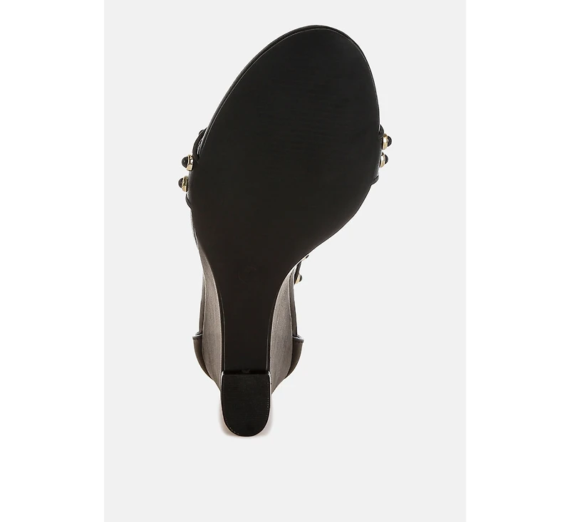 Nidara Studs Embellished Genuine Leather Sandals