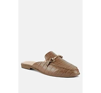 begonia buckled faux leather mules