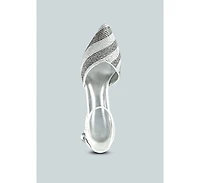 Nobles Womens Rhinestone Patterned Stiletto Sandals