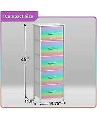 Sorbus Narrow 5 Drawers Nightstand with Steel Frame, Wood Top, Easy Pull Fabric Bins for Home, Bedroom, Office & Dorm