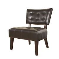 Simplie Fun Furniture Blended Leather Tufted Accent Chair with Oversized Seating, Brown