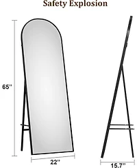 Homfan Arched Full Length Mirror, 65x22 Inches Full Floor Body Mirror, Freestanding Leaning Mirror with Stand