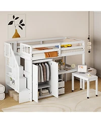 Streamdale Furniture Kids & Teens Loft Bed with Stairs, Storage, and Desk