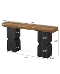 Tribesigns 63-Inch Console Table, Heavy-Duty Look, Behind Couch Sofa Table, Color Blocking Design, Bold Structural Presence, Modern Entryway Furniture