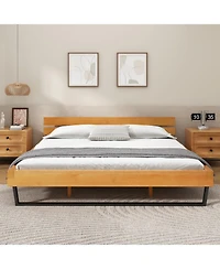 Streamdale Furniture Pine Wood & Iron Bed Frame - Modern Industrial