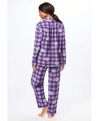 Dreams & Co. Women's Plus Classic Flannel Pajama Set