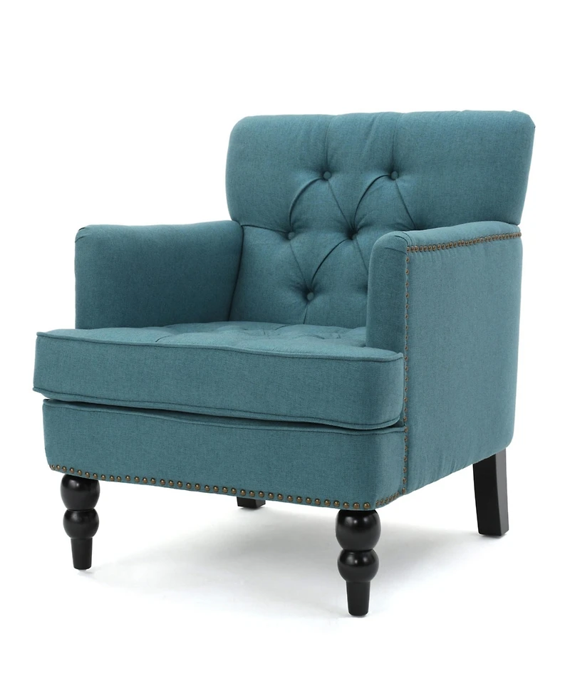 Streamdale Furniture Dark Teal Tufted Club Chair With Studded Trim