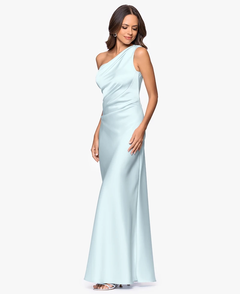 Betsy & Adam Petite One-Shoulder Sheath Gown