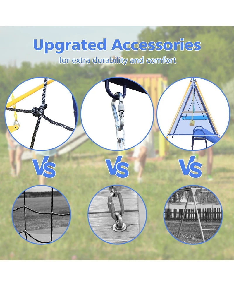 Streamdale Furniture Boys Streamdale Swing Set Slide, Swings, Net, Ladder