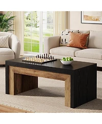 Tribesigns Farmhouse Coffee Table for Living Room, Mid-Century Modern Coffee Table with Sturdy Base