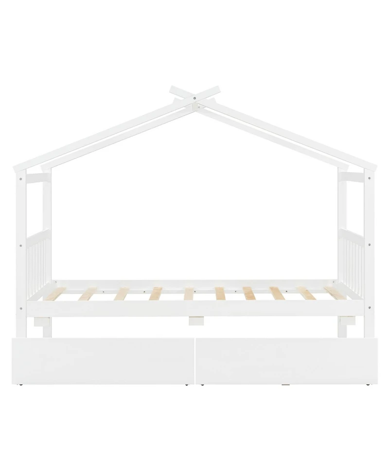 Streamdale Furniture Twin Wooden House Bed with Drawers