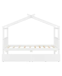 Streamdale Furniture Twin Wooden House Bed with Drawers