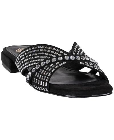 Gc Shoes Women's Elara Rhinestone Crisscross Flat Sandals