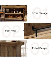Tribesigns 57.48-Inch Kitchen Cabinet & Bar Table, Industrial Counter Height Pub Table with 2-Tier Storage