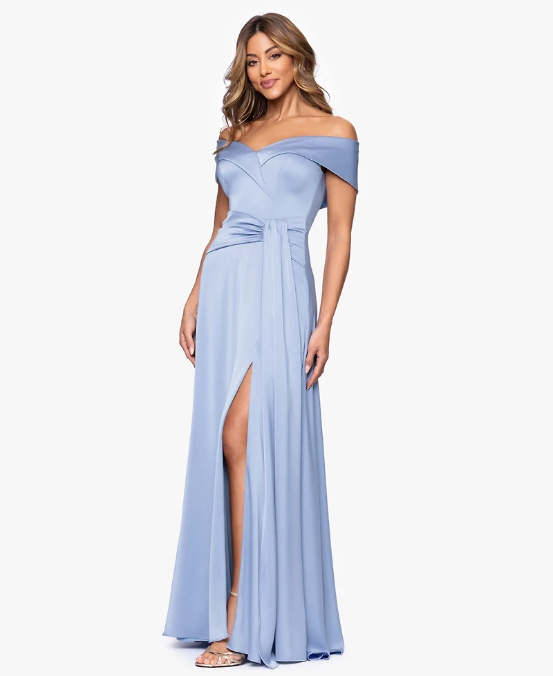 Xscape Petite Off-The-Shoulder Ball Gown