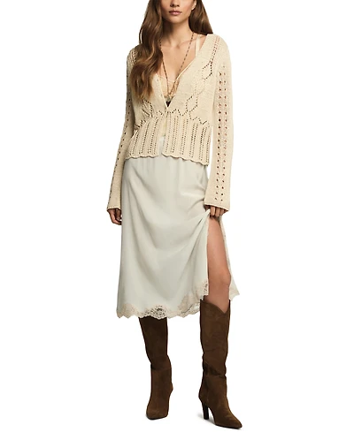 Lucky Brand Women's Pointelle Cropped Cardigan