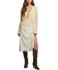 Lucky Brand Women's Pointelle Cropped Cardigan