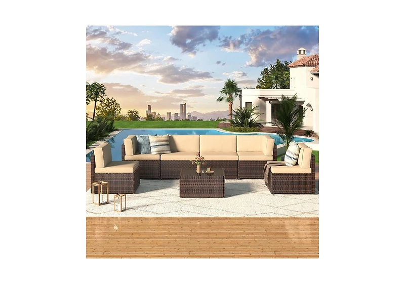 Aecojoy 7 Piece Outdoor Patio Furniture Set