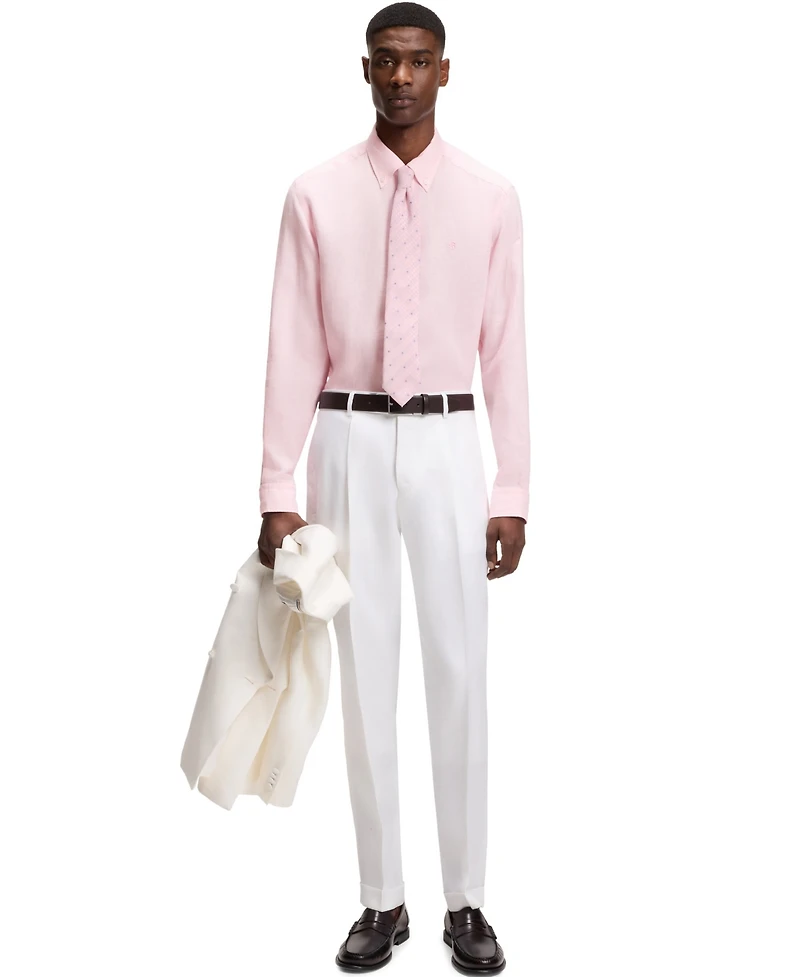 Boss by Hugo Men's Regular-Fit Button-Down Linen Dress Shirt