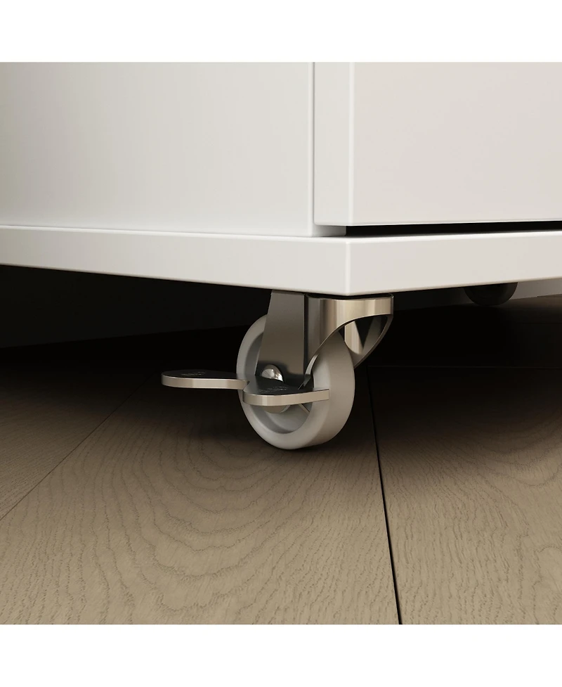 2-door shoe cabinet with Adjustable shelves, versatile storage, sturdy and durable, universal wheel design, four wheels, two brakes,black ra