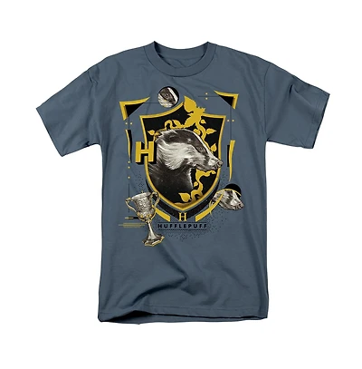 Harry Potter Men's Hufflepuff Magicial Mischief Level Up Crest T Shirt
