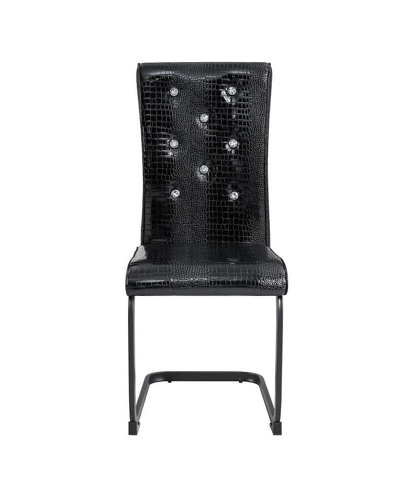 Streamdale Furniture Set of Retro Alligator Upholstered Dining Chairs with Crystal Buckle