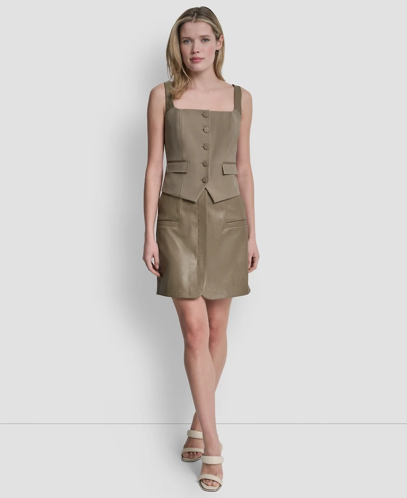 Dkny Women's Techy Sport Button-Up Vest Top