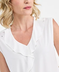 Kasper Women's Mixed-Media Ruffled Top, Regular & Petite
