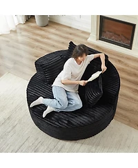 Streamdale Furniture Streamdale 55"L Corduroy Foam Single Swivel Chair, Fluffy Modern Sleeper, 360 Degree Swivel