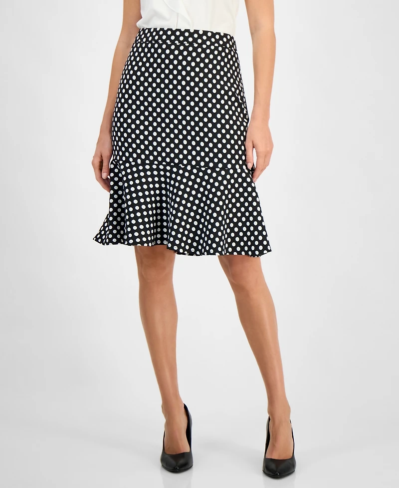 Kasper Women's Polka Dot Flared-Hem Pencil Skirt, Regular & Petite
