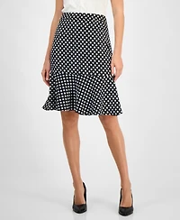 Kasper Women's Polka Dot Flared-Hem Pencil Skirt, Regular & Petite