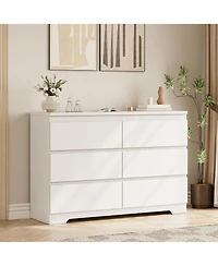 gaomon 6-Drawer Dresser, Simply Modern Wooden Chest of Drawers for Bedroom Storage, White