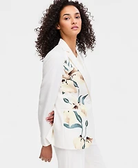 Anne Klein Women's Floral Placement-Print One-Button Blazer