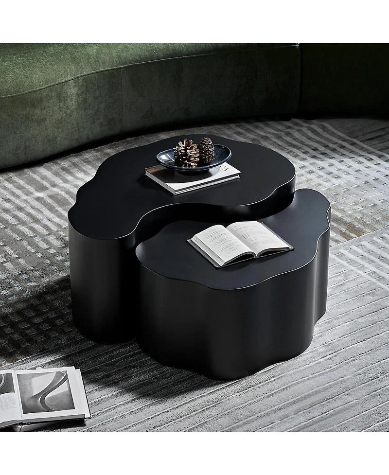 Streamdale Furniture Unique Shape Mdf Coffee Table set of 2, No Assembly Required