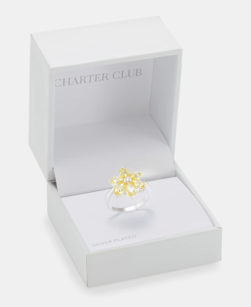 Charter Club Pave & Color Crystal Flower Statement Ring, Macy's Exclusive