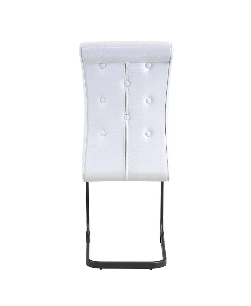 Streamdale Furniture Set of 4 Retro Alligator Upholstered Dining Chairs with Crystal Buckle