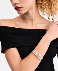 I.n.c. International Concepts Crystal & Imitation Pearl Triple Row Cuff Bracelet, Macy's Exclusive