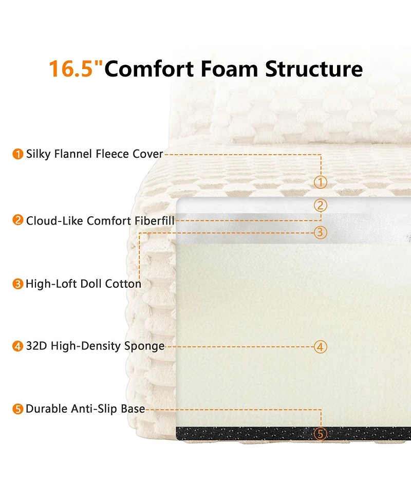 Streamdale Furniture Modern Modular Sectional Sofa, Flannelette Fabric, Oversized 3-Seater Couch