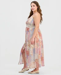 And Now This Trendy Plus Lace-Trim Patchwork-Print Maxi Dress, Macy's Exclusive