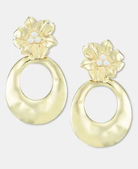 I.n.c. International Concepts Imitation Pearl Flower Open Disc Drop Earrings, Macy's Exclusive