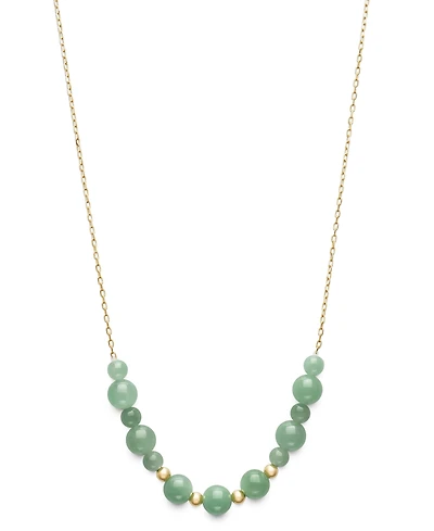 Macy's Dyed Green Jade Beaded Necklace in 10k Gold