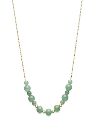 Macy's Dyed Green Jade Beaded Necklace in 10k Gold
