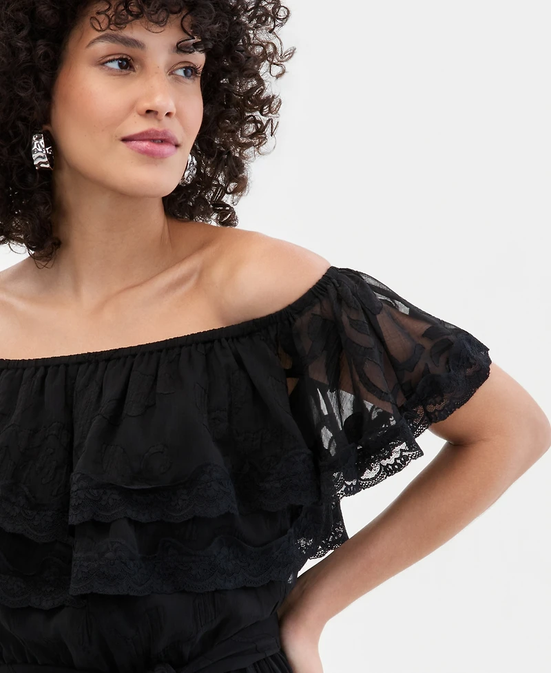 I.n.c. International Concepts Women's Off-The-Shoulder Lace Midi Dress, Macy's Exclusive