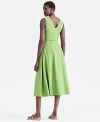 I.n.c. International Concepts Women's Sleeveless V-Neck Linen-Blend Midi Dress, Macy's Exclusive
