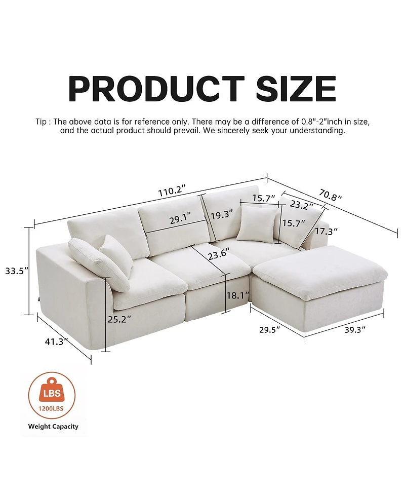 Streamdale Furniture Modern L-Shaped Sectional Sofa with Chaise Lounge