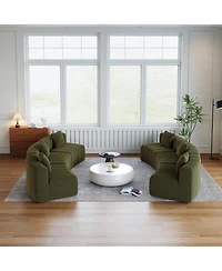 Streamdale Furniture Chenille Curved Sectional Sofa with 6 Pillows, Modular Semi-Circular Sofa for Any Room