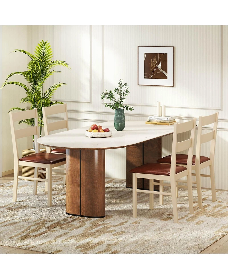 Costway Wooden dining chair with rubber wood frame padded seat for kitchen
